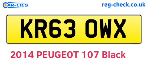 KR63OWX are the vehicle registration plates.