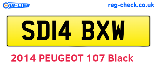 SD14BXW are the vehicle registration plates.
