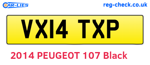 VX14TXP are the vehicle registration plates.