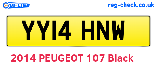 YY14HNW are the vehicle registration plates.