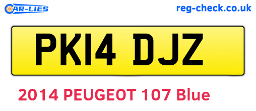 PK14DJZ are the vehicle registration plates.