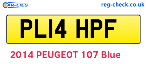 PL14HPF are the vehicle registration plates.