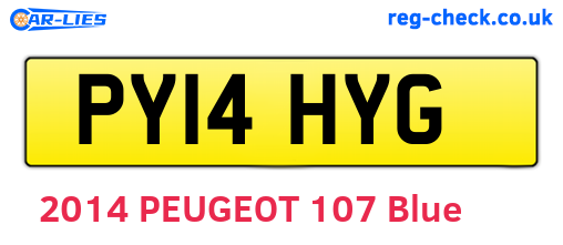 PY14HYG are the vehicle registration plates.