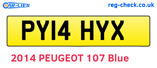 PY14HYX are the vehicle registration plates.