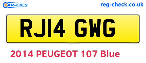 RJ14GWG are the vehicle registration plates.