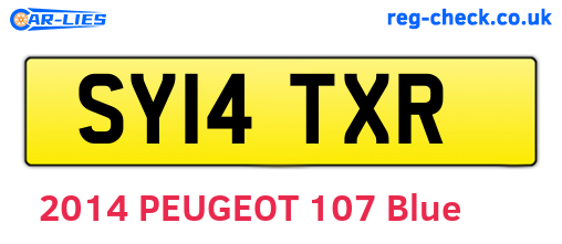 SY14TXR are the vehicle registration plates.