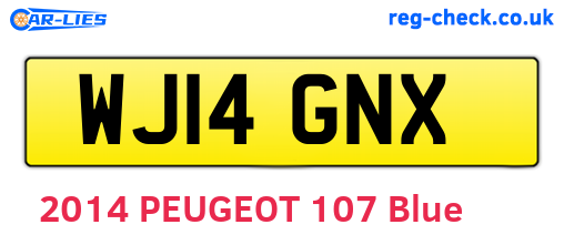 WJ14GNX are the vehicle registration plates.
