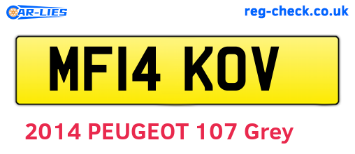 MF14KOV are the vehicle registration plates.