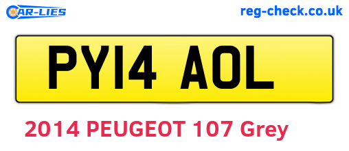 PY14AOL are the vehicle registration plates.