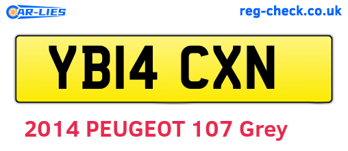 YB14CXN are the vehicle registration plates.