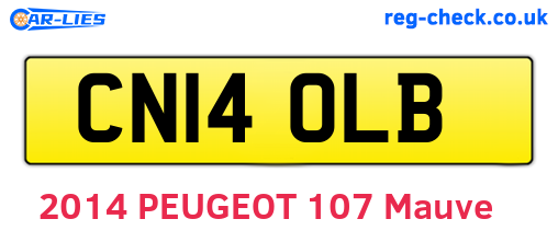 CN14OLB are the vehicle registration plates.