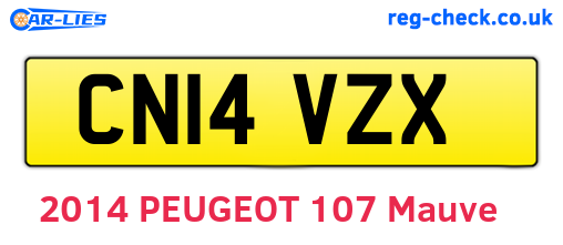 CN14VZX are the vehicle registration plates.