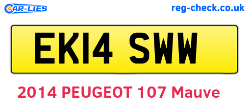EK14SWW are the vehicle registration plates.