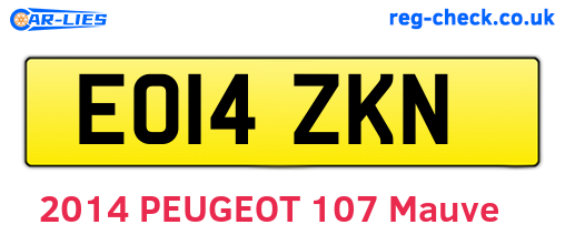 EO14ZKN are the vehicle registration plates.