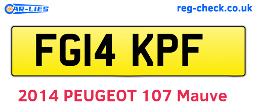 FG14KPF are the vehicle registration plates.