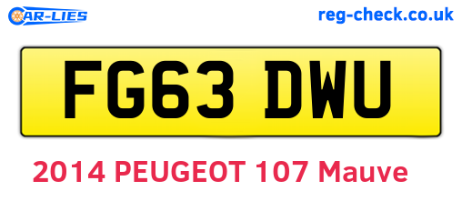FG63DWU are the vehicle registration plates.