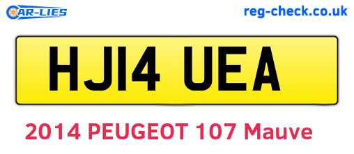 HJ14UEA are the vehicle registration plates.