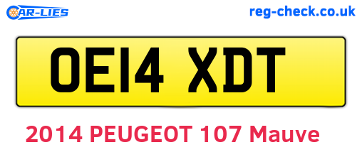 OE14XDT are the vehicle registration plates.