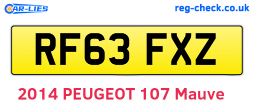 RF63FXZ are the vehicle registration plates.