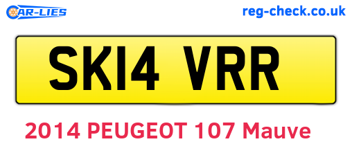 SK14VRR are the vehicle registration plates.