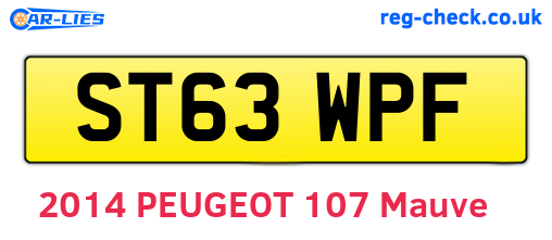 ST63WPF are the vehicle registration plates.