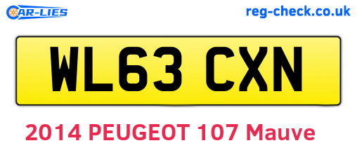 WL63CXN are the vehicle registration plates.