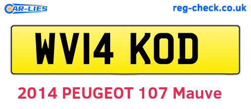 WV14KOD are the vehicle registration plates.
