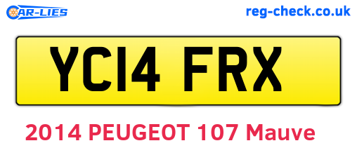 YC14FRX are the vehicle registration plates.