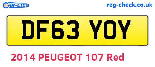 DF63YOY are the vehicle registration plates.
