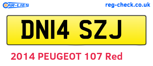 DN14SZJ are the vehicle registration plates.