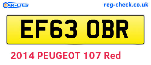 EF63OBR are the vehicle registration plates.