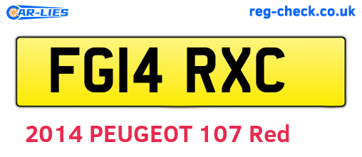 FG14RXC are the vehicle registration plates.