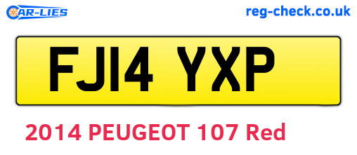 FJ14YXP are the vehicle registration plates.