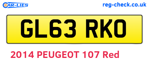 GL63RKO are the vehicle registration plates.
