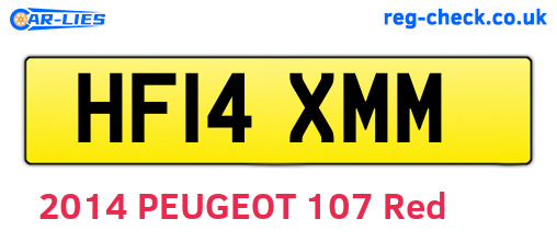 HF14XMM are the vehicle registration plates.