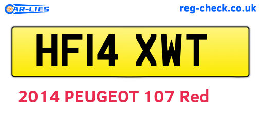 HF14XWT are the vehicle registration plates.