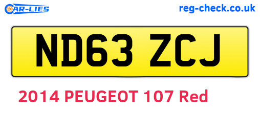 ND63ZCJ are the vehicle registration plates.