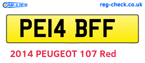 PE14BFF are the vehicle registration plates.