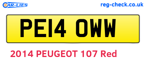 PE14OWW are the vehicle registration plates.