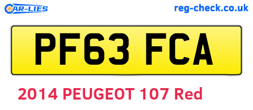 PF63FCA are the vehicle registration plates.