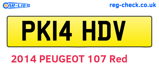 PK14HDV are the vehicle registration plates.