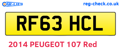 RF63HCL are the vehicle registration plates.