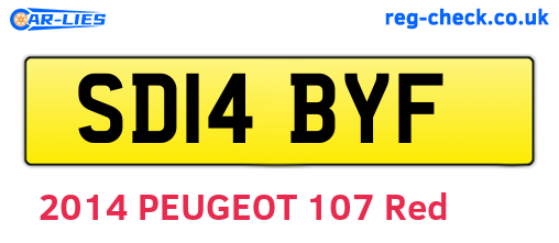 SD14BYF are the vehicle registration plates.