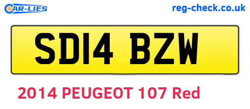 SD14BZW are the vehicle registration plates.