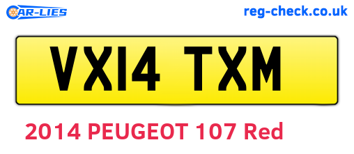 VX14TXM are the vehicle registration plates.