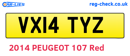 VX14TYZ are the vehicle registration plates.