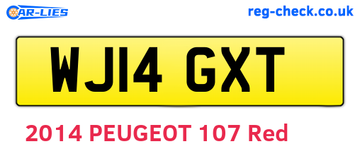 WJ14GXT are the vehicle registration plates.