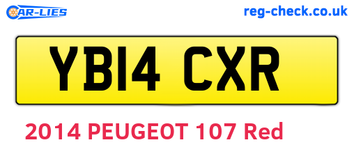 YB14CXR are the vehicle registration plates.