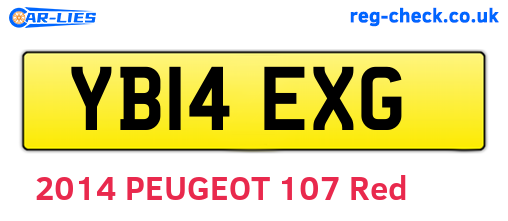 YB14EXG are the vehicle registration plates.