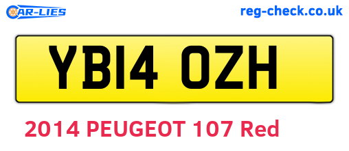 YB14OZH are the vehicle registration plates.